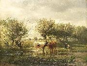 Gerard Bilders Koeien bij een plas France oil painting artist